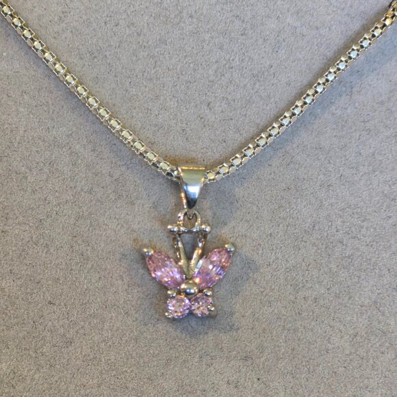 Precious Pink Butterfly Necklace - Picture 1 of 2